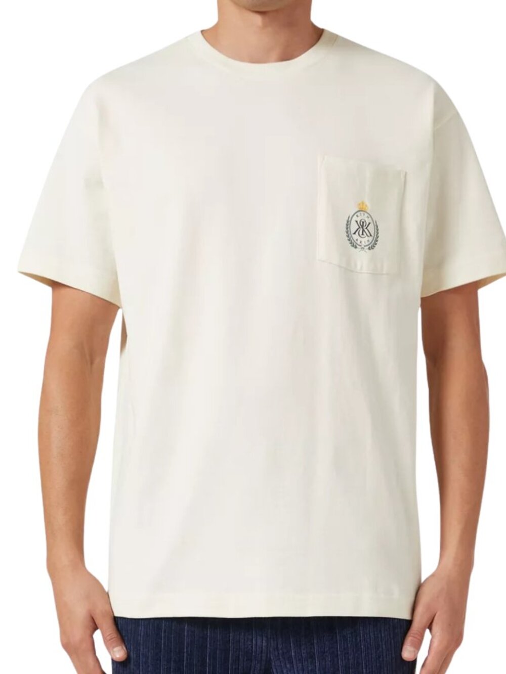 Kith & Kin Crest Tee in Sandrift, Off-White Graphic Logo T-Shirt, Men's Size L